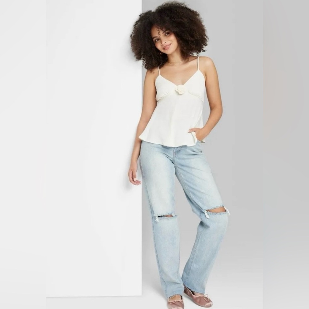 wild fable Light Blue Straight Leg Ripped Jeans